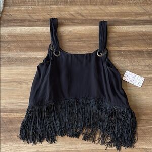 Black Fringe Tank Top